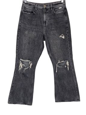 American Eagle 4 Short '90s Flare Jeans Comfort Stretch Waistband Ripped Black